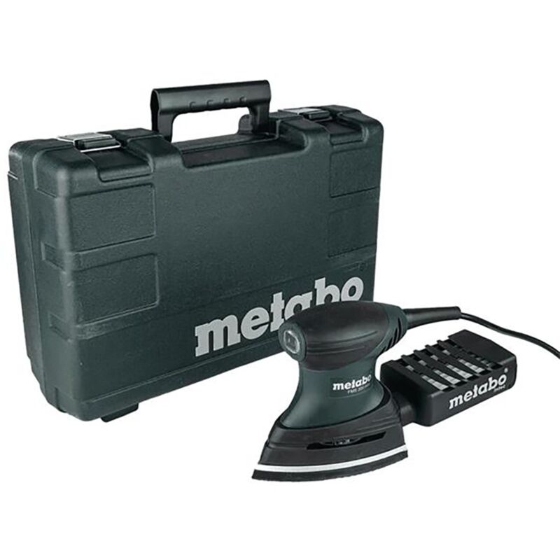 foto del prodotto levigatrice rotorbitale metabo fsx 200 intec accessori in valigetta di plastica