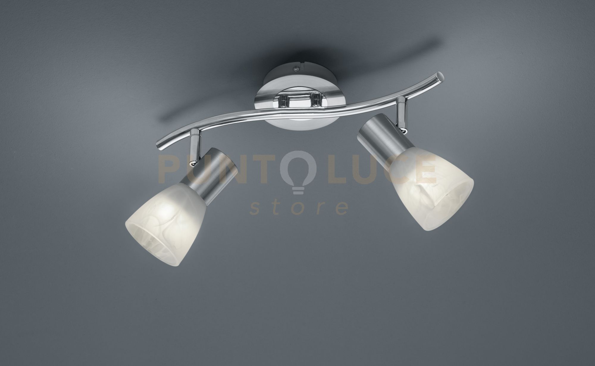 foto del prodotto levisto barra 2 spots orientabile acciaio vetro l.33cm 2 luci attacco e14 lampadine incluse 9,8w 940lm, 3000k