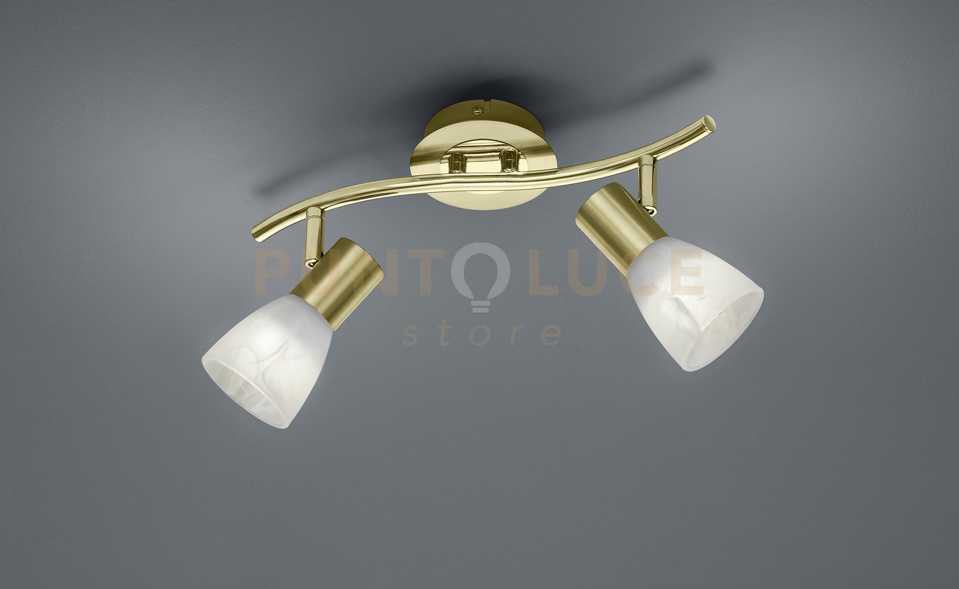 foto del prodotto levisto barra 2 spots orientabile ottone vetro l.33cm 2 luci attacco e14 lampadine incluse 9,8w 940lm, 3000k