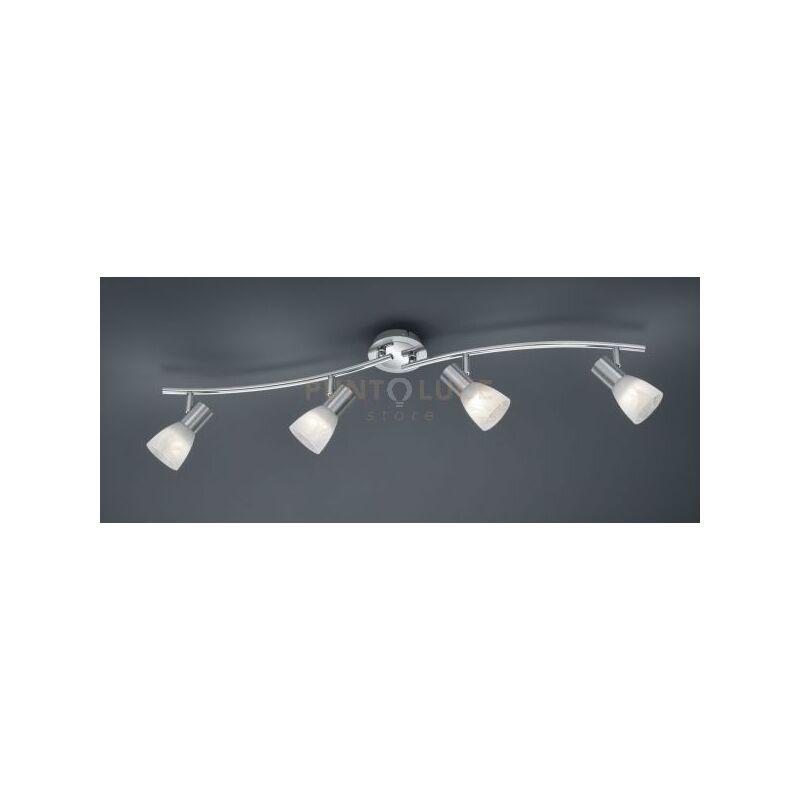 foto del prodotto levisto barra led 4 spots orientabile acciaio vetro l.88cm 4 luci attacco e14 , 19,6w 1880lm, 3000k