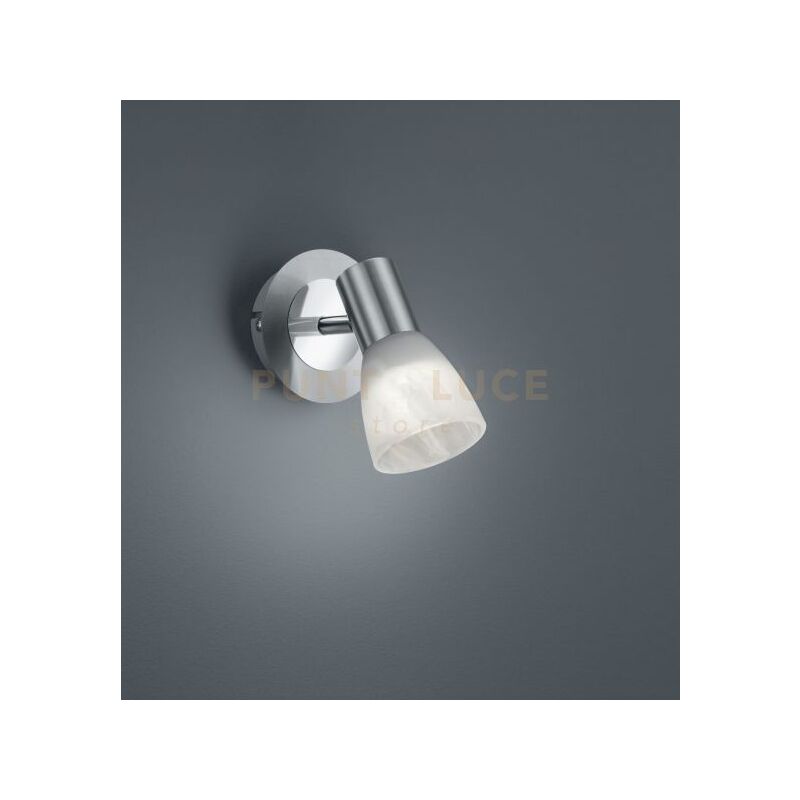 foto del prodotto levisto spot led orientabili acciaio e vetro alabastro h.19cm 1 luce attacco e14, lampadina inclusa 4,9w 470lm 3000k