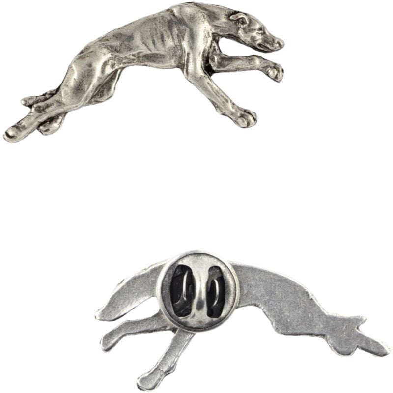 foto del prodotto levriero, levriero inglese spilla a forma di cane placcata in argento, spilla elegante, decorazione per bavero giacca di art dog