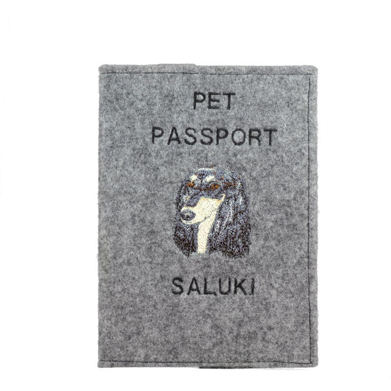 foto del prodotto levriero persiano, saluki portapassaporto per cani, portadocumenti, regalo per viaggiatori di art dog