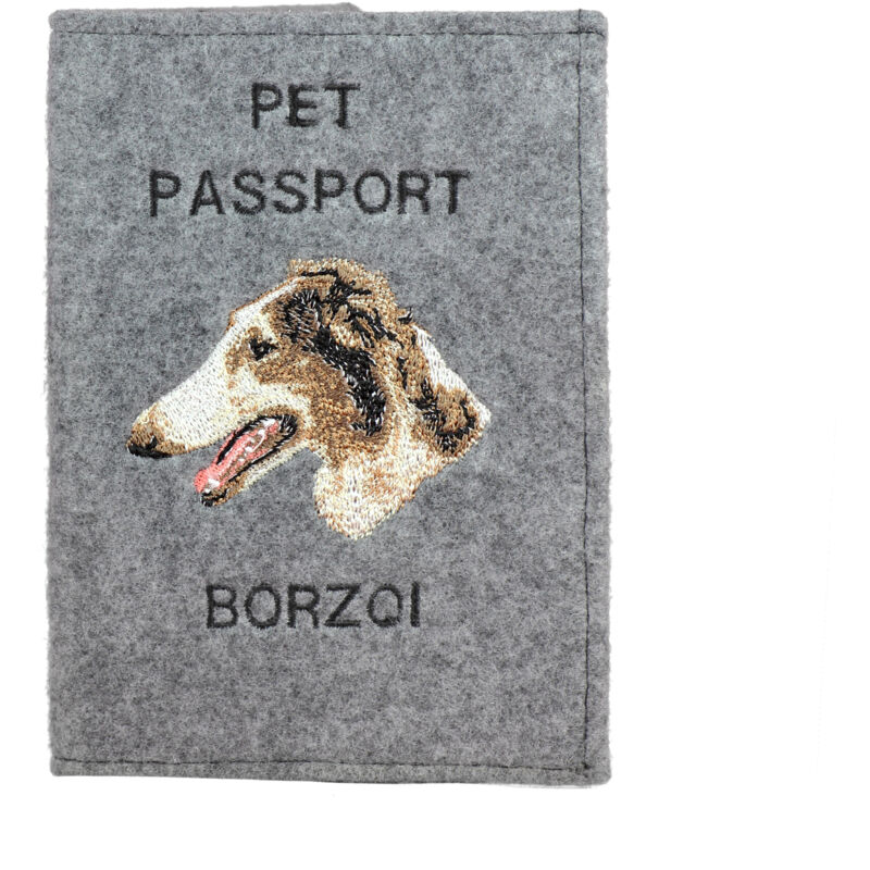 foto del prodotto levriero russo borzoi, borzoi, barzoi portapassaporto per cani, portadocumenti, regalo per viaggiatori di art dog