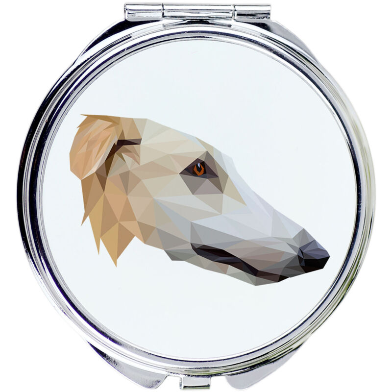 foto del prodotto levriero russo borzoi, borzoi, barzoi specchio con foto e iscrizione geometrica di art dog