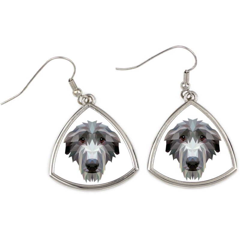 foto del prodotto levriero scozzese, deerhound - orecchini con foto e scritta geometrica cane art-dog