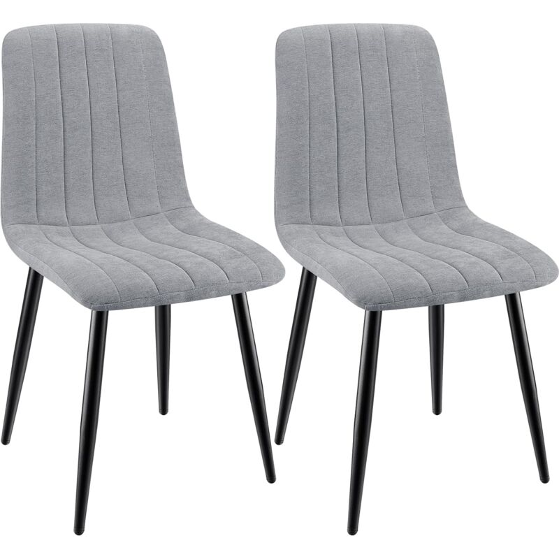 foto del prodotto lewe set di 2 sedie da pranzo, sedie imbottite con tessuto di lino e gambe in metallo, design a righe grigio