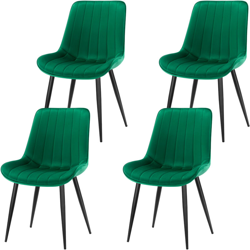 foto del prodotto lewe set di 4 sedie da pranzo con seduta e schienale imbottiti in velluto, gambe in metallo verde