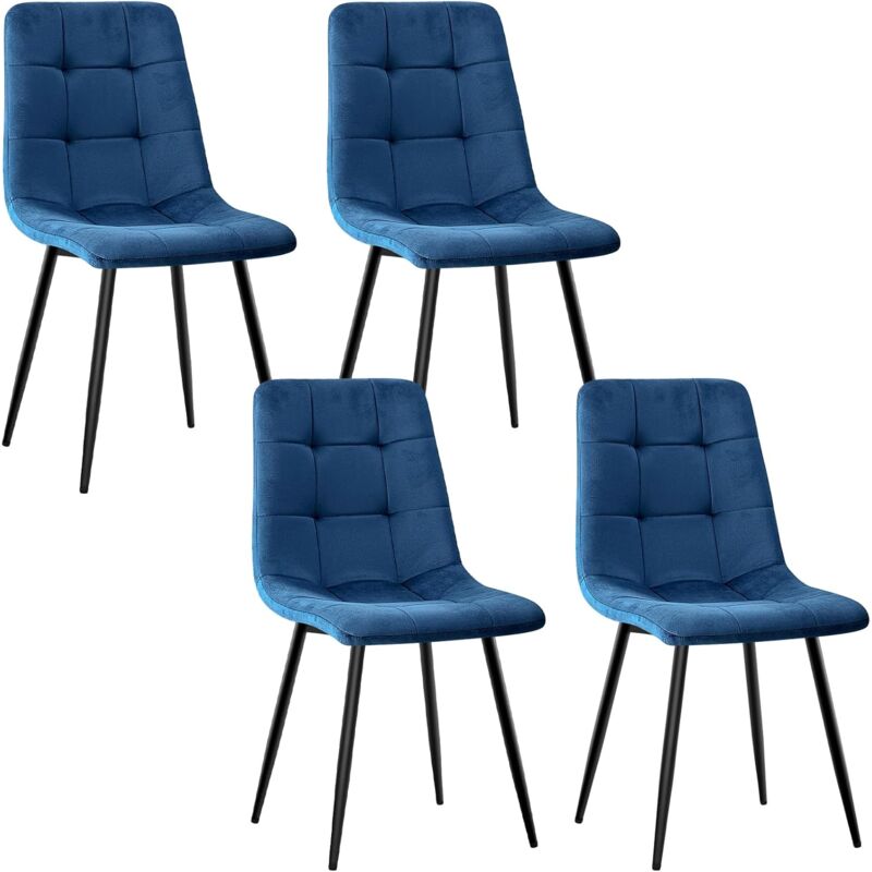 foto del prodotto lewe set di 4 sedie da sala da pranzo, sedie da cucina con tessuto di velluto, blu scuro