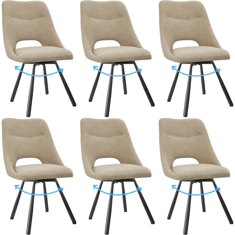 foto del prodotto lewe set di 6 sedie da pranzo, sedia da cucina girevole a 180 , sedia da salotto moderna con gambe in metallo, cachi