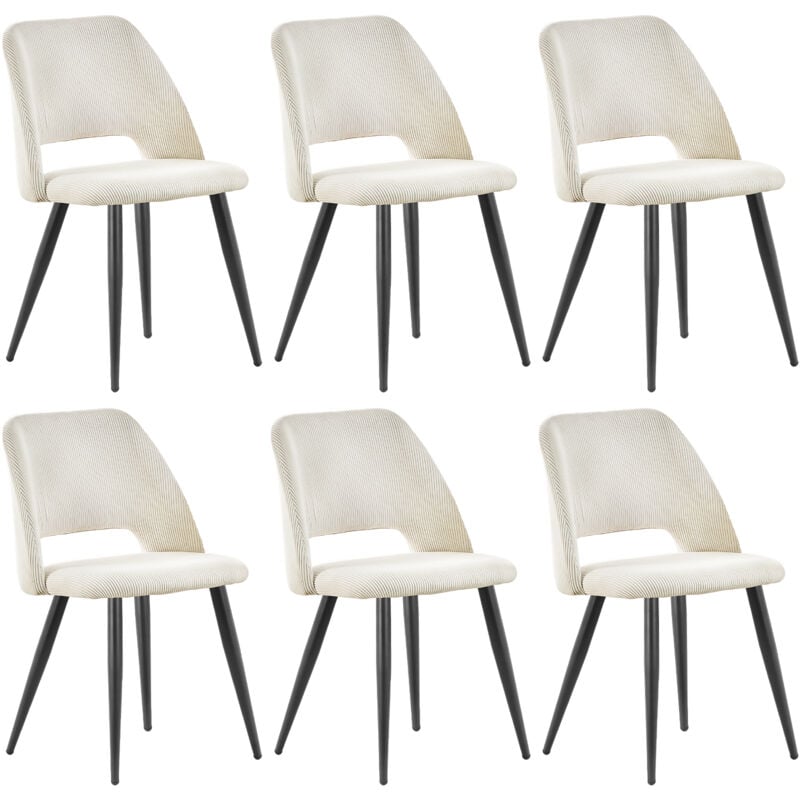 foto del prodotto lewe set di 6 sedie da pranzo,sedia da cucina in velluto a righe, sedia imbottita con gambe indipendenti beige