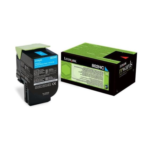 foto del prodotto lexmark 802hc cartuccia toner 1 pz originale ciano
