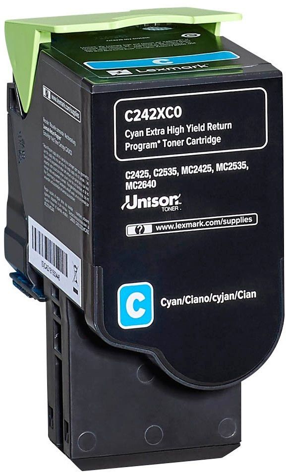 foto del prodotto lexmark c242xc0 cartuccia toner 1 pz originale ciano
