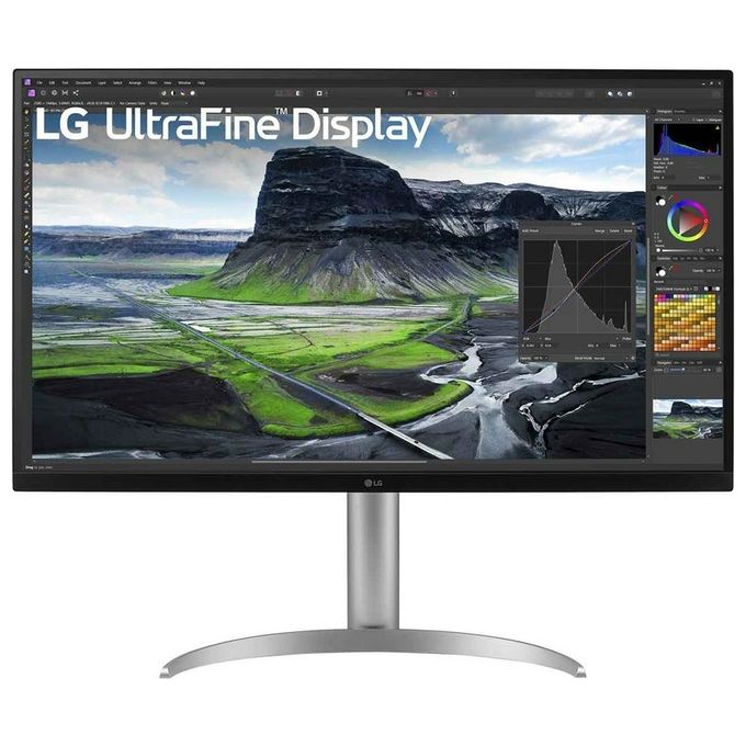 foto del prodotto lg 32uq850v monitor 32'' ultrahd 4k led ips hdr 400, 3840x2160, amd freesync 60hz, audio stereo 10w, hdmi 2.0 hdcp 2.3 , display port 1.4, usb-c 90w , usb 3.0, aux, stand pivot, flicker safe, bianco