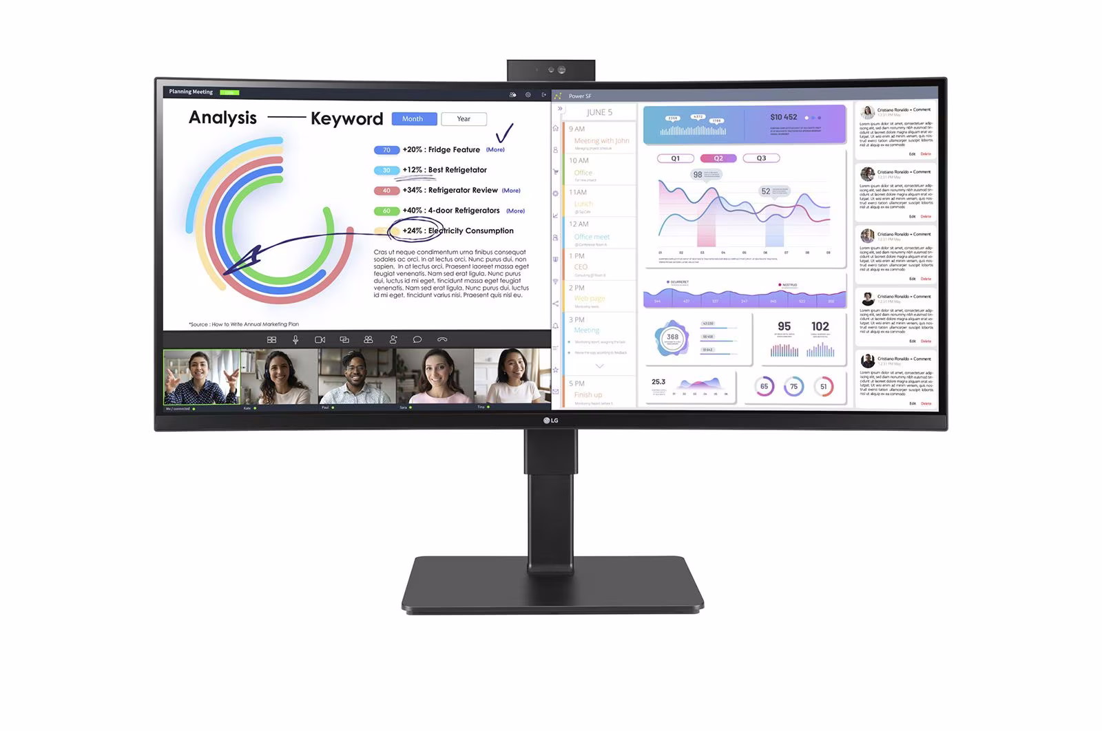 foto del prodotto lg 34bq77qc b monitor pc 86,4 cm 34 3440 x 1440 pixel ultrawide dual quad hd lcd nero