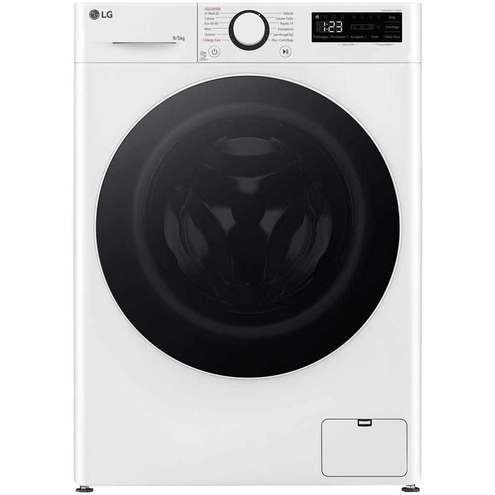 foto del prodotto lg d2r5s09tsww lavasciuga slim 9 5kg ai dd, classe e, 1200 giri, turbowash 360, vapore