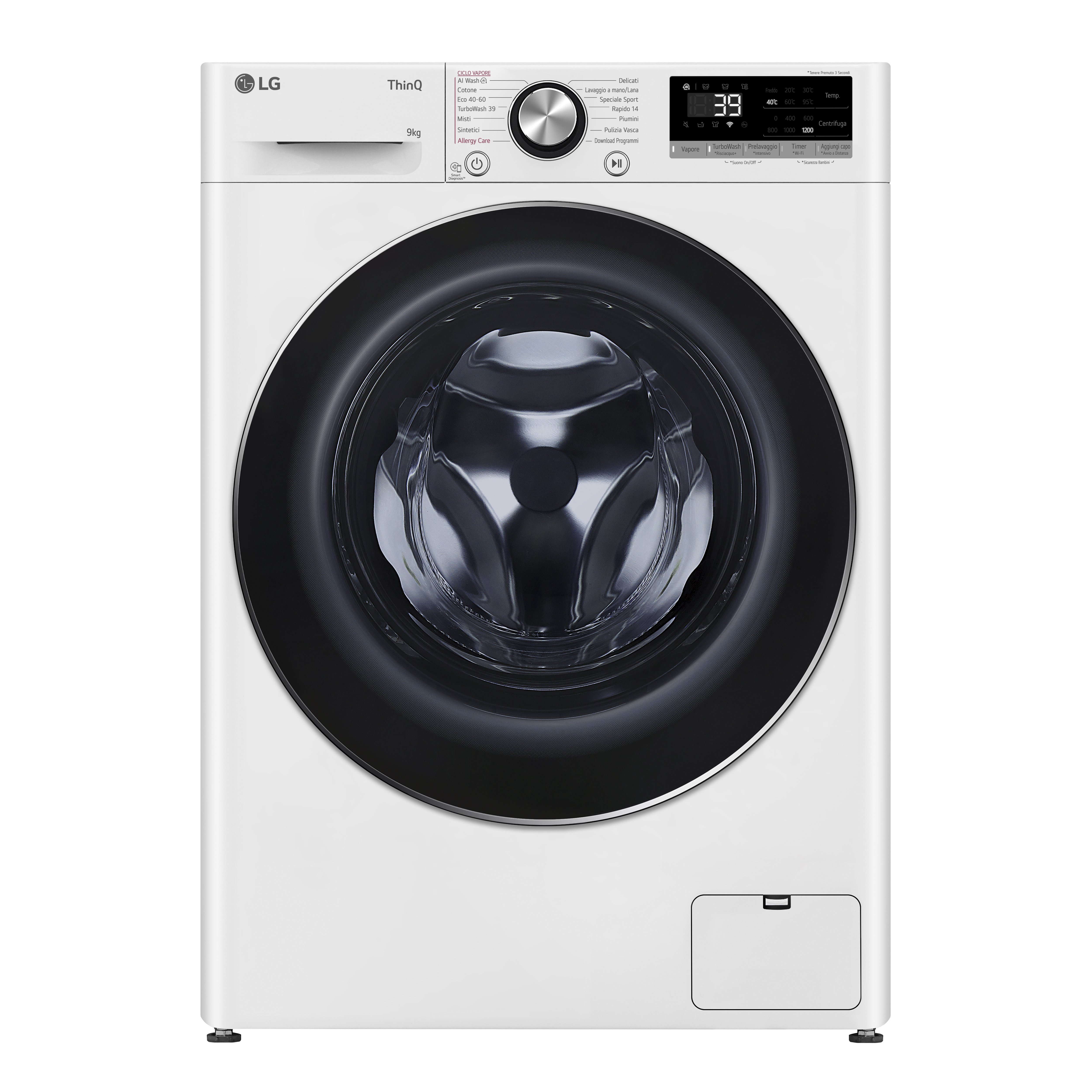 foto del prodotto lg f2r7s09tswc lavatrice 9kg ai dd, classe a 10 , 1200 giri, turbowash, vapore,wi fi