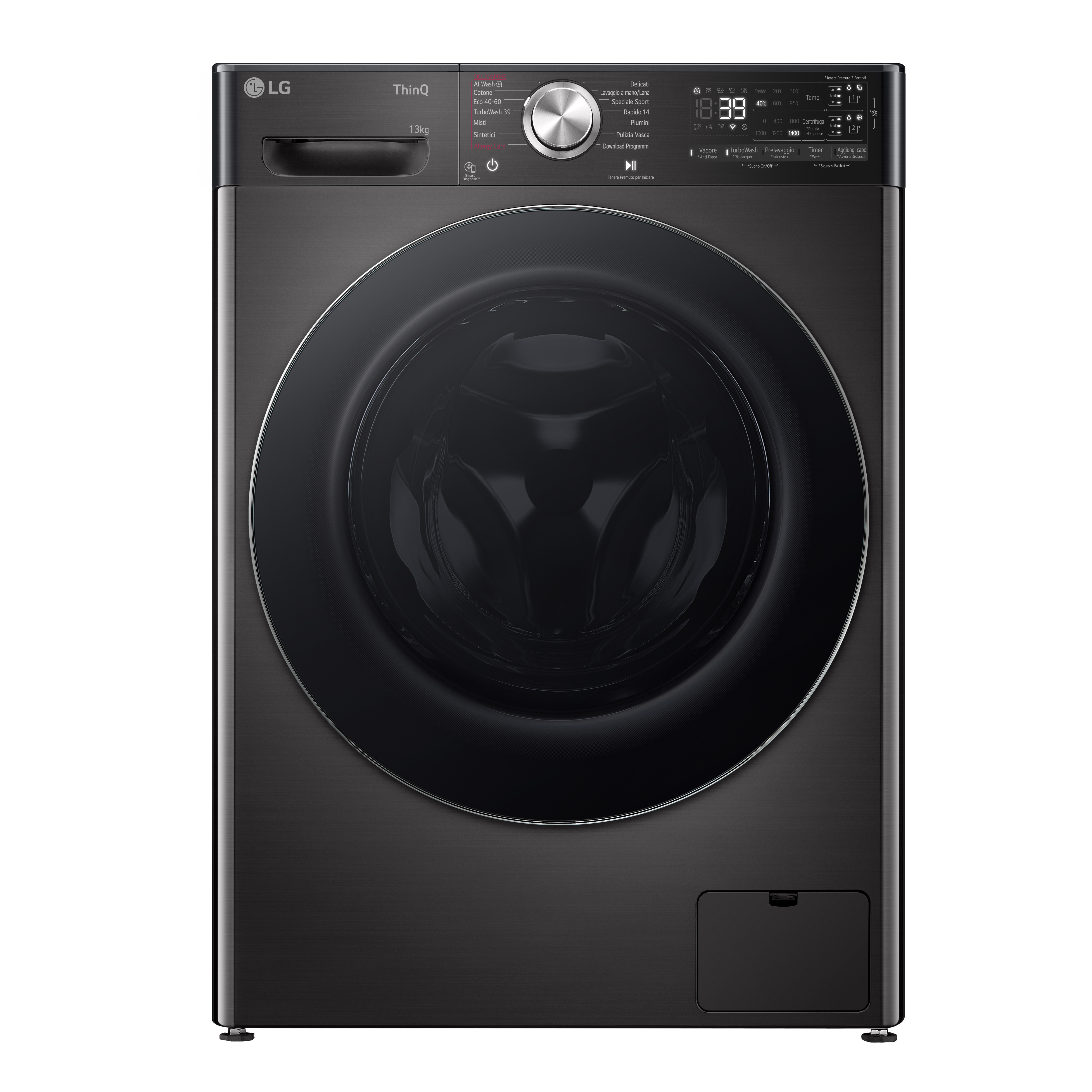 foto del prodotto lg f4r9513tpbc lavatrice 13kg ai dd, classe a 20 , 1400 giri, turbowash, vapore