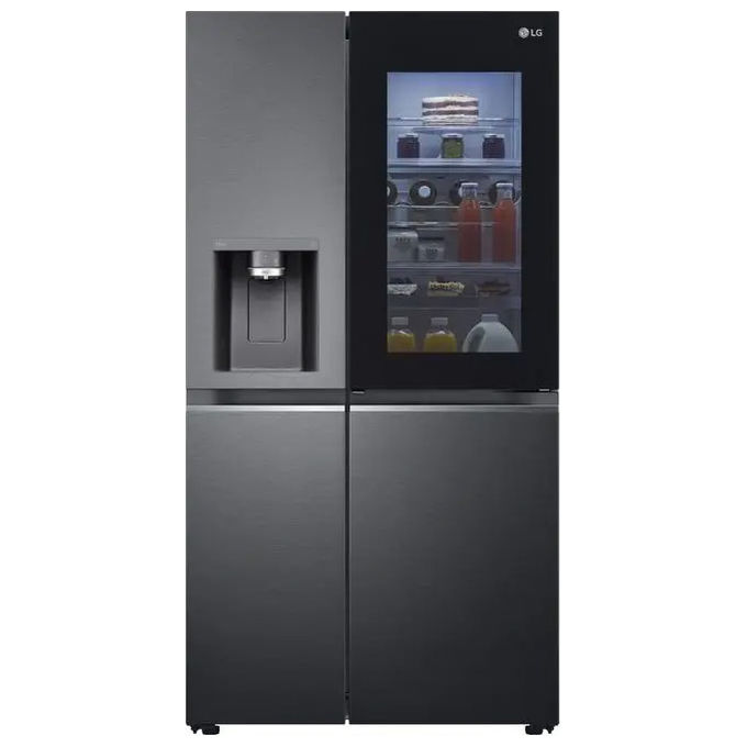 foto del prodotto lg gsxv91mcae - frigorifero side by side 635 l, 179 cm, classe e, 39 db, total no frost, instaview door-in-door, uvnano, wi-fi, nero opaco
