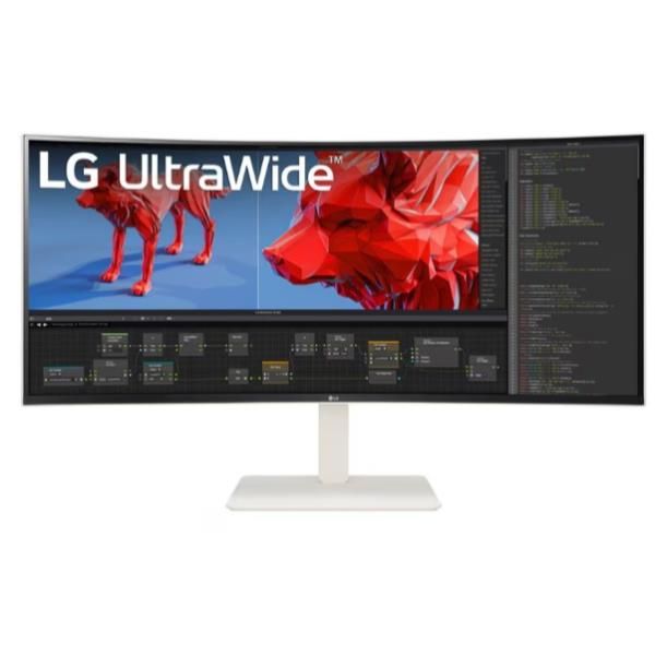 foto del prodotto lg monitor curvo 37,5 led ips 144hz 21 9 3840 x 1600 1ms 450 cdm, reg altezza, usb c dock, dp hdmi,