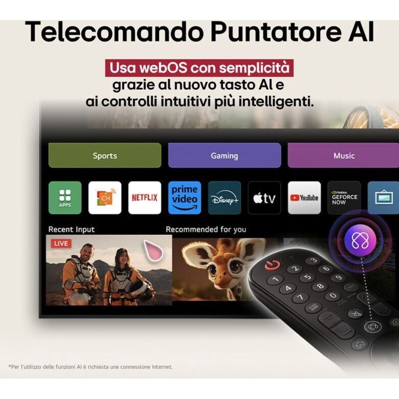 foto del prodotto lg oled ai oled55b56la tv serie b5 55'' 4k, 8 gen2, dolby vision, 20w, 4 hdmi con vrr 120hz, g-sync, smart tv webos 25