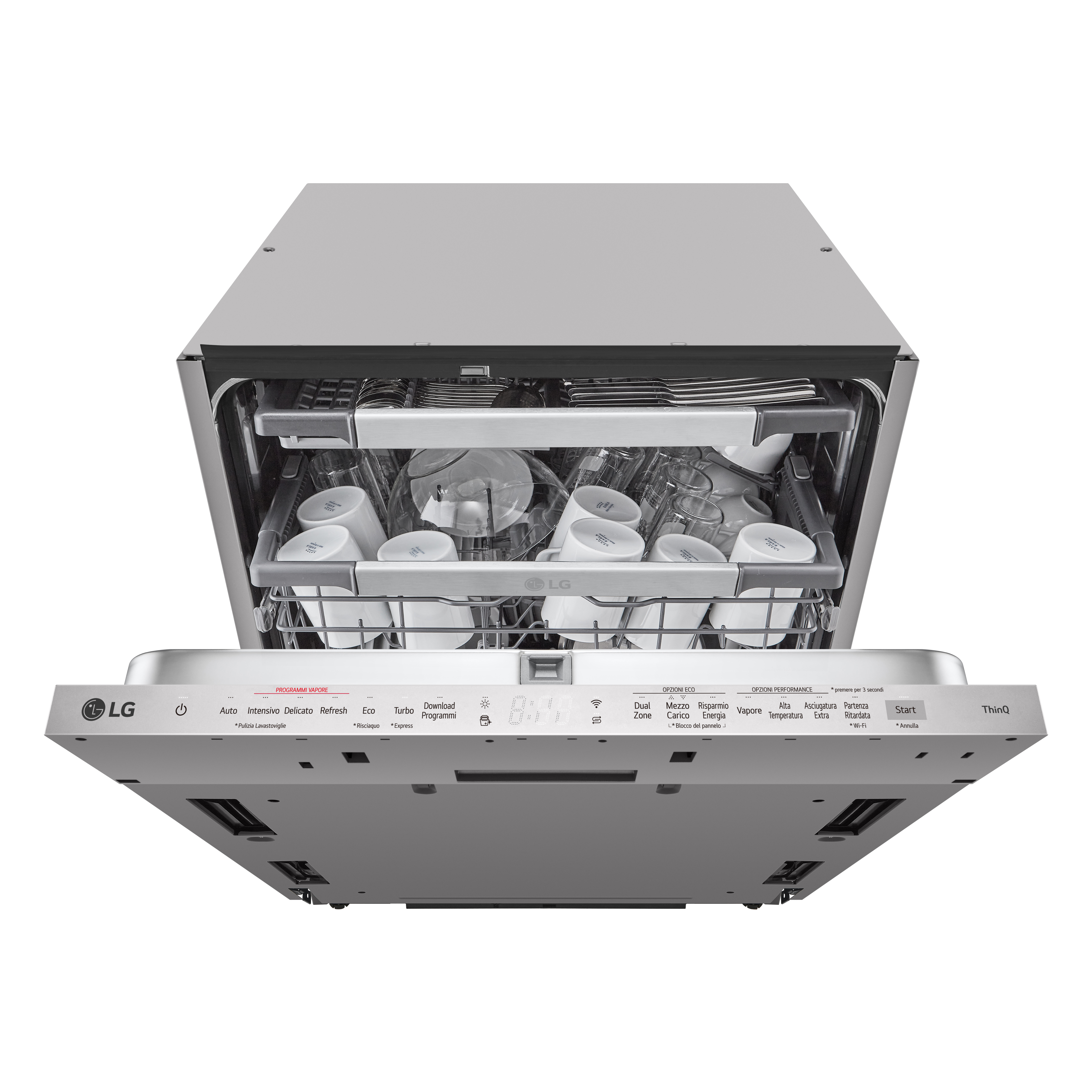 foto del prodotto lg quadwash db475txs lavastoviglie a scomparsa totale classe a 14 coperti vapore wi fi
