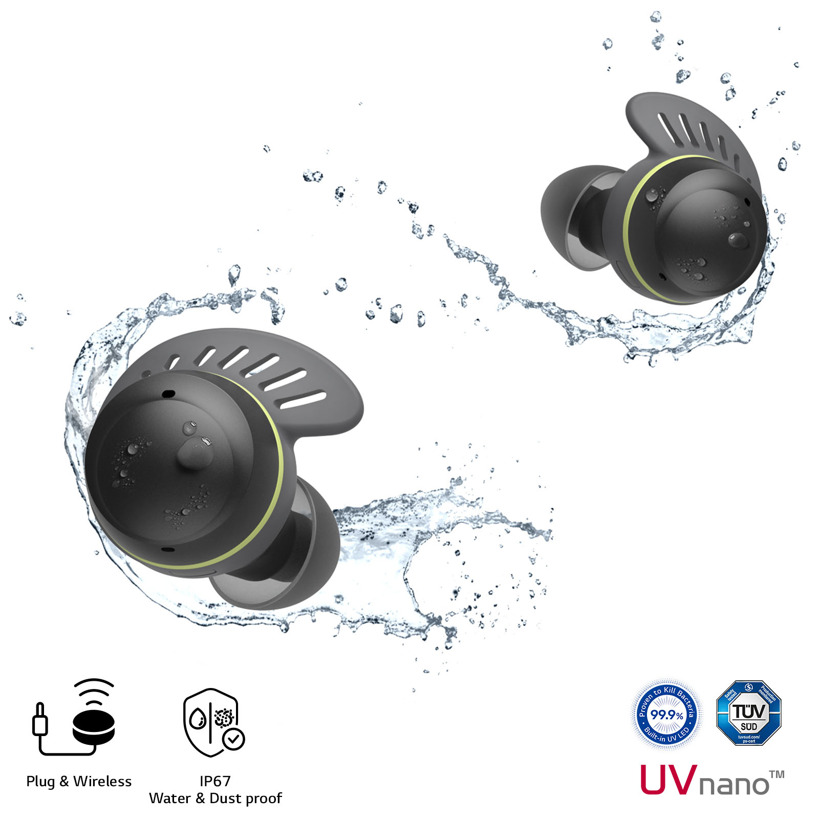 foto del prodotto lg tone free tf8 cuffie bluetooth per lo sport, ip67, plug wireless, 2022