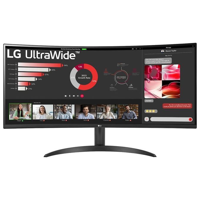 foto del prodotto lg ultrawid 34wr50qk-b schermo pc ultra large 34'' risoluzione qhd 3440x1440 5ms gtg 100hz hdr 10