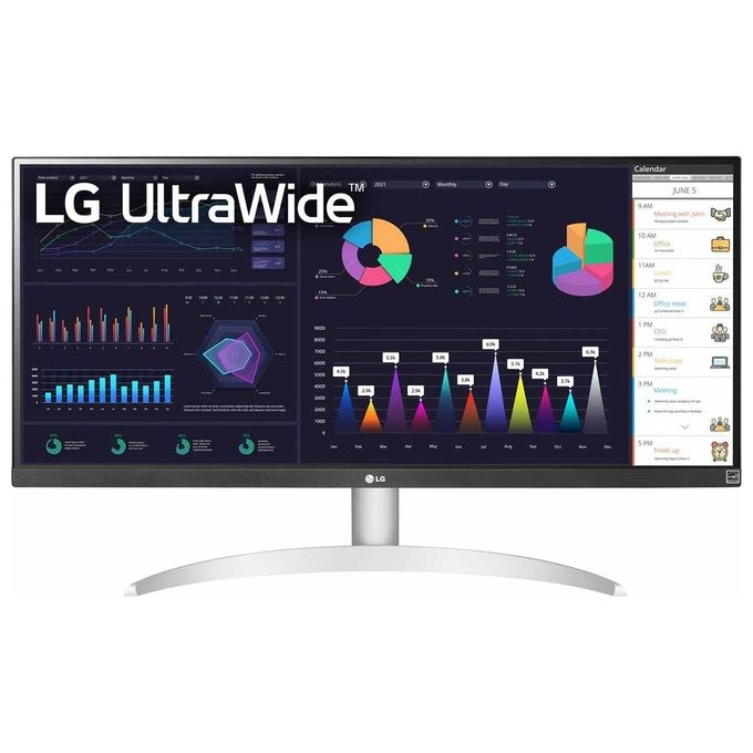 foto del prodotto lg ultrawide monitor 29wq600 29'' ultrawide 21:9 led ips hdr 10 2560x1080 1ms amd freesync 100hz audio stereo 14w hdmi 1.4 (hdcp 2.2)display port 1.4 usb-c flicker safe bianco