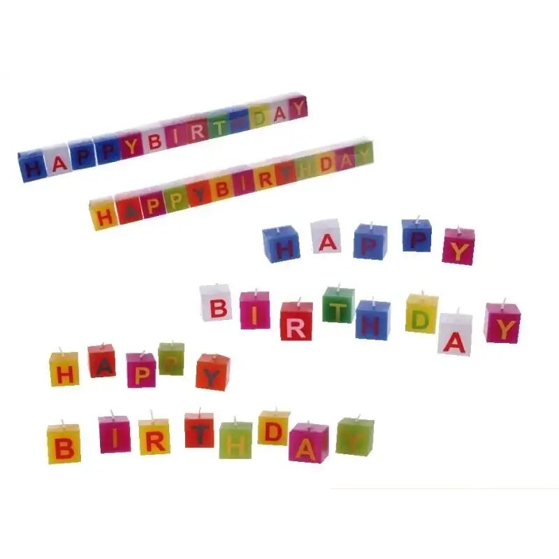 immagine 0 del prodotto lgv set 13 pz candele colorate quadrate con scritta happy birthday candela colorata
