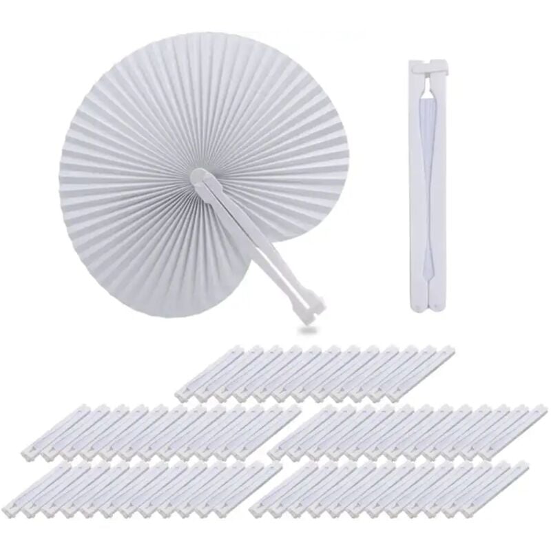 foto del prodotto lgvshopping 60pz ventagli bianchi rotondi plastica carta segnaposto matrimonio bomboniera
