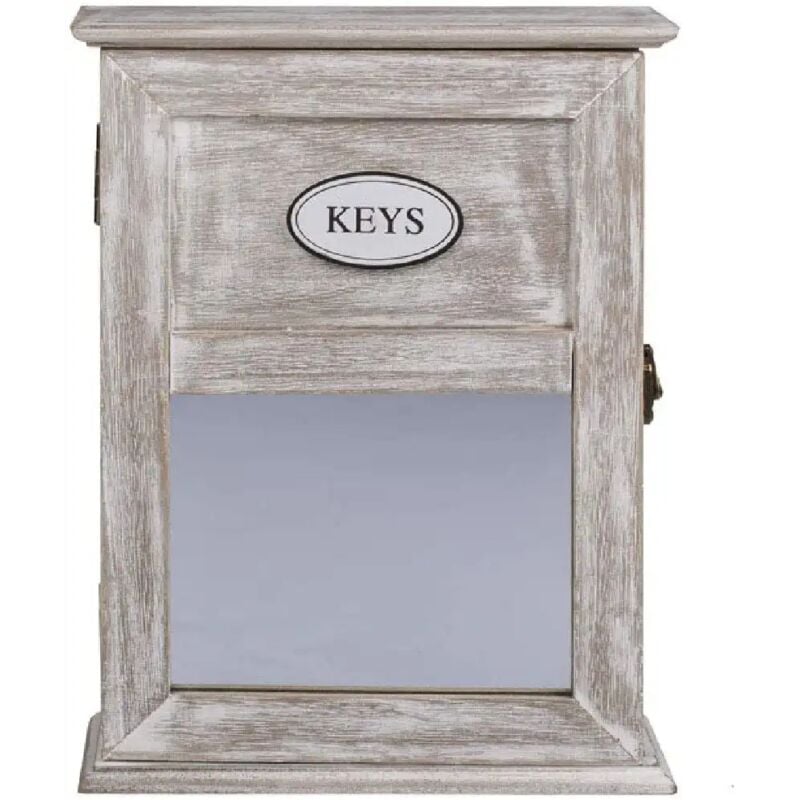 foto del prodotto lgvshopping armadietto cassetta portachiavi portachiavi in legno mdf con specchio 20x26,5cm