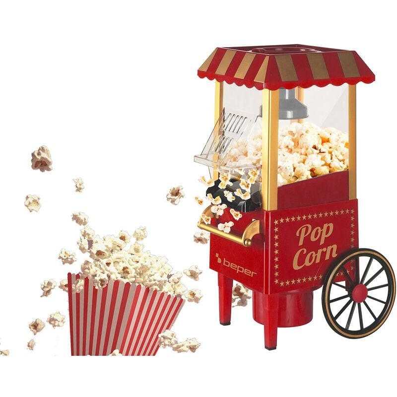 foto del prodotto lgvshopping beper macchina per popcorn, popcorn in 3 minuti, no grassi, circolazione di aria calda, senza olio potenza 1200 w, rosso oro