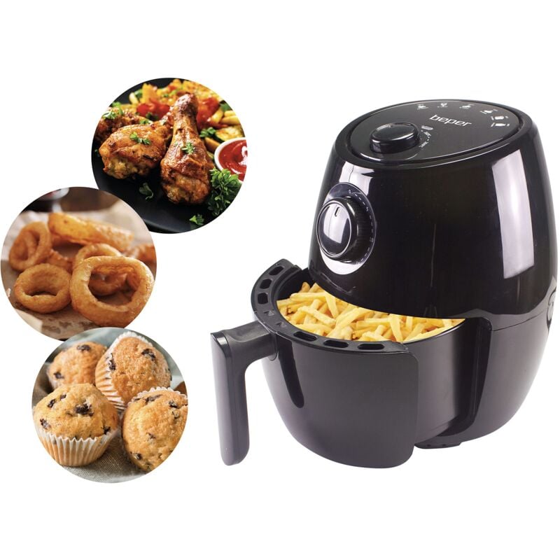 foto del prodotto lgvshopping beper p101fri001 friggitrice ad aria calda, senza olio, timer e temperatura regolabile, recipiente e griglia rimovibili, capacit 2