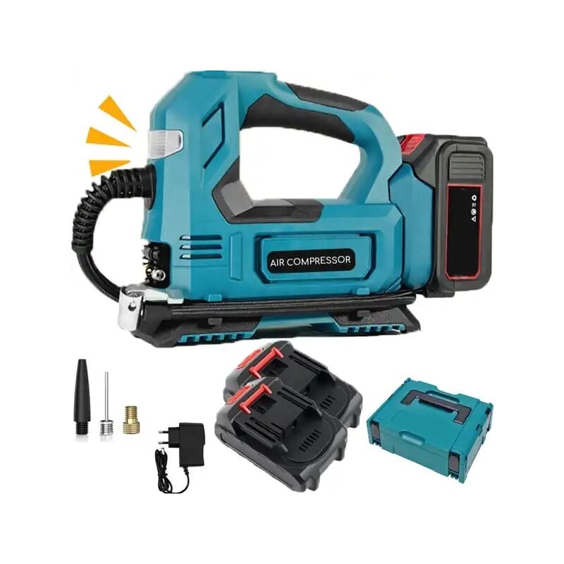 foto del prodotto lgvshopping compressore a aria portatile 2 batteria lcd in valigetta ruote auto moto bici