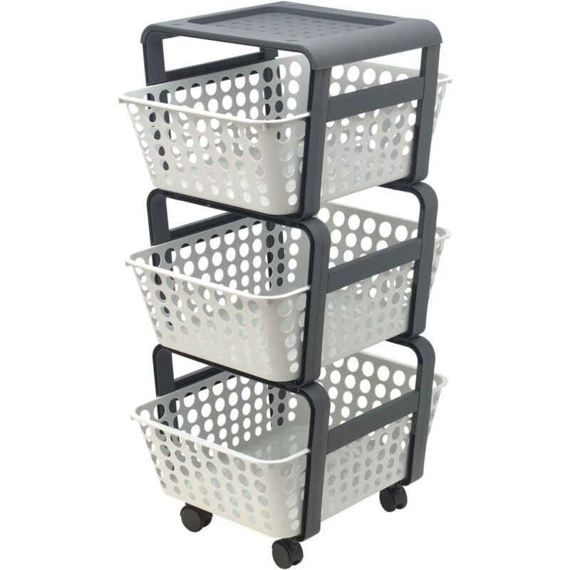 foto del prodotto lgvshopping ecoplast carrello con ruote portatutto modula, carrello portaoggetti bianco