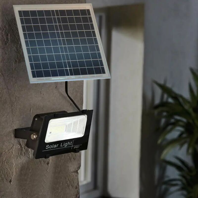 foto del prodotto lgvshopping faro led 500w con pannello solare crepuscolare ip67 telecomando
