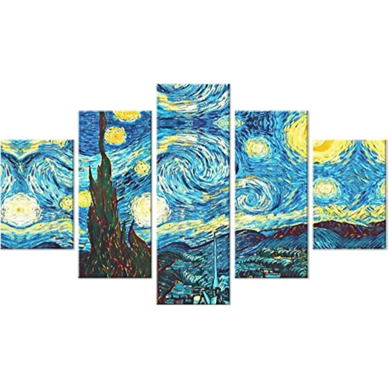 foto del prodotto lgvshopping lupia quadro moderno 5 pezzi in legno vogue 48x85 cm notte stellata