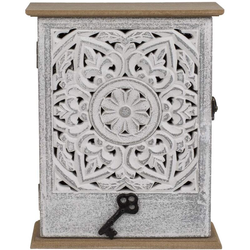 foto del prodotto lgvshopping out of the blue holz schl sselkasten mit t r wei em blumendekor, ca. 20 x 26,5 cm cassetta portachiavi, legno, bianco, taglia unica