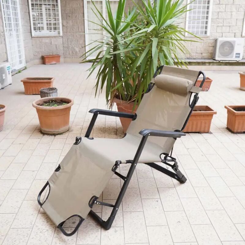 foto del prodotto lgvshopping sedia pieghevole gravita zero beige per giardino enrico coveri tubolare 20x40mm