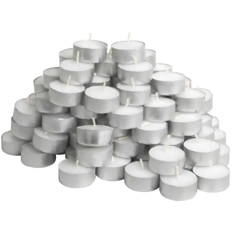 foto del prodotto lgvshopping set 50 pezzi tealight candele tea light in cera biancha tonde 575gr durata 4 ore
