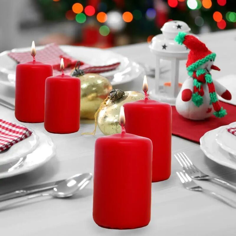 foto del prodotto lgvshopping set da 4 candele natalizie color rosso 7 ore di combustione 6cm in cera