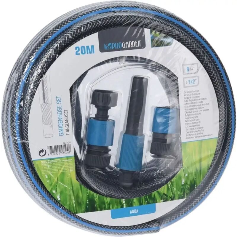 foto del prodotto lgvshopping set tubo da giardino 20mt per innaffio giardino in pvc 4 accessori grigio blu