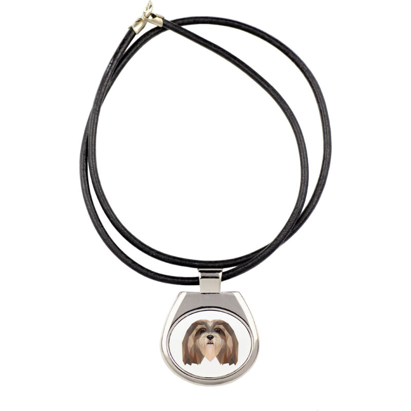 foto del prodotto lhasa apso - collana con foto e iscrizione geometrica di art-dog