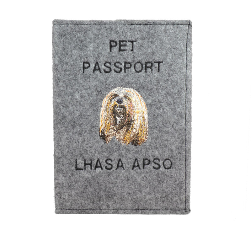 foto del prodotto lhasa apso portapassaporto per cani, portadocumenti, regalo per viaggiatori di art dog