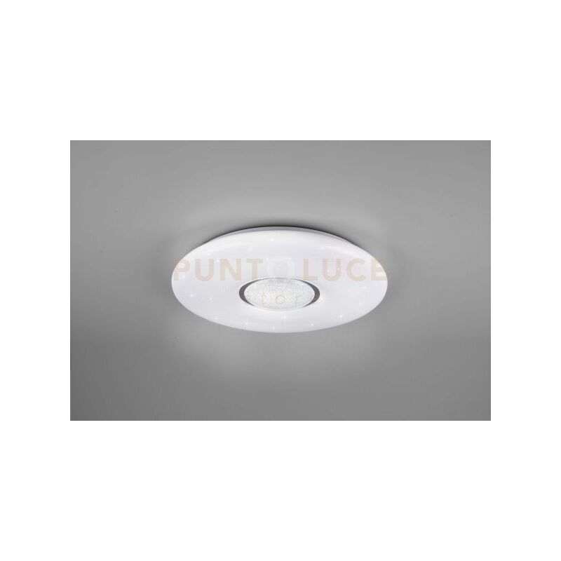 foto del prodotto lia plafoniera led 20w 2400lm, 3000 6000kcon tecnologia multifunzione wiz diffusore effetto cielo stellato e centrale effetto cristallo d. 41cm