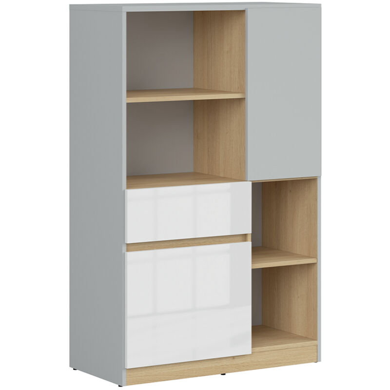 foto del prodotto liberia 2 ante 1 cassetto pop grigio e bianco 126cm