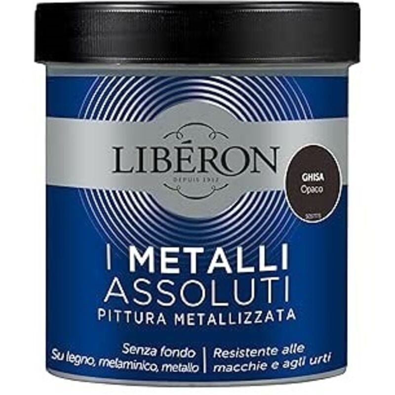 foto del prodotto liberon pittura metallizzata i metalliassoluti ghisa opaco 500ml