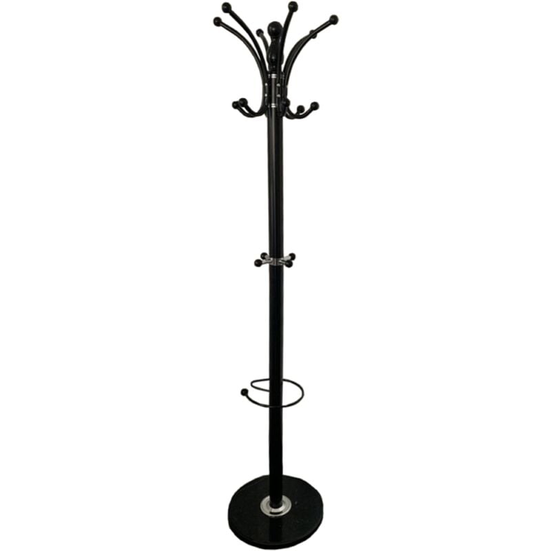 foto del prodotto liberoshopping appendiabiti da terra 175 cm nero 16 ganci e portaombrelli