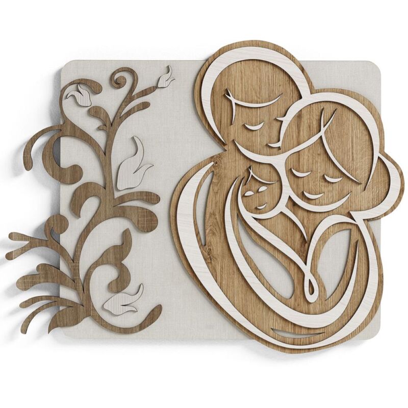foto del prodotto liberoshopping capezzale 76x60 cm moderno sacra famiglia legno laminato tek